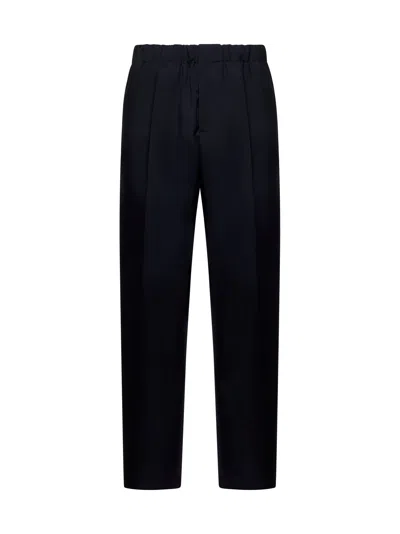 Jil Sander Wool Gabardine Tapered Trousers In Black