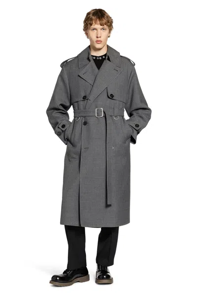 Jil Sander Wool Gabardine Trench Coat In Gray