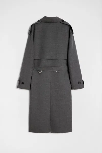 Jil Sander Wool Gabardine Trench Coat In Gray