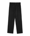 Jil Sander Wool Logo Cuffed Trousers In Black