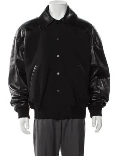 Pre-owned Jil Sander Wool Graphic Print Bomber Jacket In Black