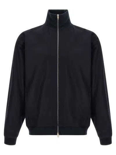 Jil Sander Wool Knit Jacket High Collar Design In Blue