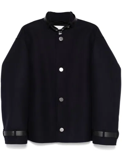 Jil Sander Chic Cloth Jacket With Silver Buttons For Women In Navy