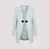 Jil Sander Collarless Wool Blazer In Blue