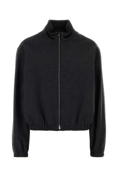Jil Sander Graphite Wool Jacket In Black