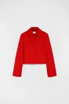 Jil Sander Cropped Boxy Wool Jacket In Red