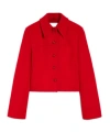 Jil Sander Cropped Boxy Wool Jacket In Red