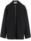 Jil Sander Wool Jacket With Hood And Button Cuffs In Black