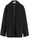 Jil Sander Wool Jacket With Hood And Button Cuffs In Black
