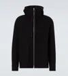 Jil Sander Hooded Cashmere Cardigan With Ribbed Cuffs And Hem In Black