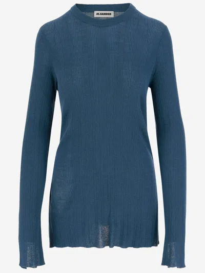 Jil Sander Wool Jersey In Ocean