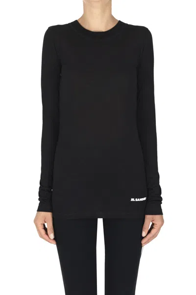 Jil Sander Wool Jersey T-shirt In Black