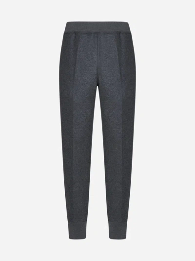 Jil Sander Elasticated-waistband Wool Track Trousers In Grey