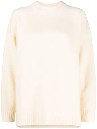 Jil Sander Wool Jumper With Long Sleeves And A Crew Neck In Neutral