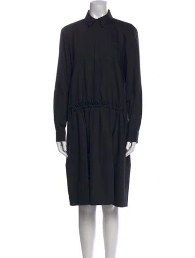 Pre-owned Jil Sander Wool Knee-length Dress In Black