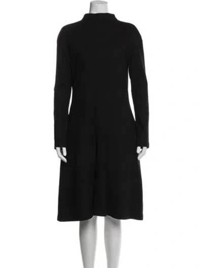 Pre-owned Jil Sander Wool Knee-length Dress In Black