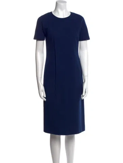 Pre-owned Jil Sander Wool Knee-length Dress In Blue