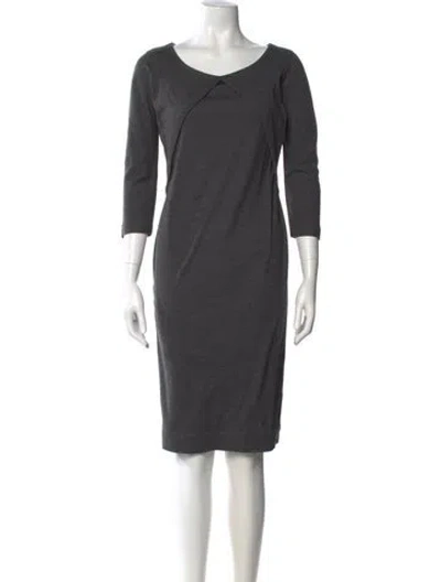 Pre-owned Jil Sander Wool Knee-length Dress In Gray