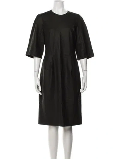 Pre-owned Jil Sander Wool Knee-length Dress In Gray