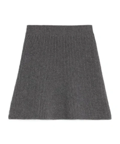 Jil Sander Wool Knit Mini Skirt In Gray
