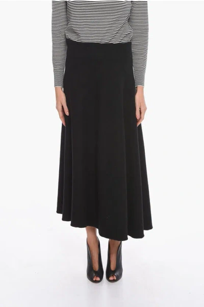 Jil Sander Wool Knit Round Skirt In Black