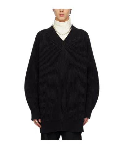 Jil Sander Wool Knitted Sweater In Black