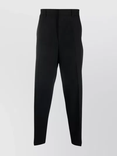 Jil Sander Wool Logo Trousers Tapered Leg In Black