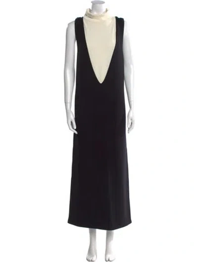 Pre-owned Jil Sander Wool Long Dress In Black