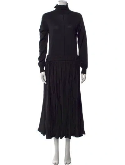 Pre-owned Jil Sander Wool Long Dress In Black