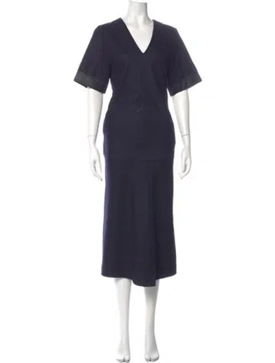 Pre-owned Jil Sander Wool Long Dress In Blue