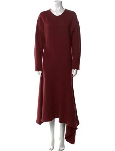 Pre-owned Jil Sander Wool Long Dress In Burgundy