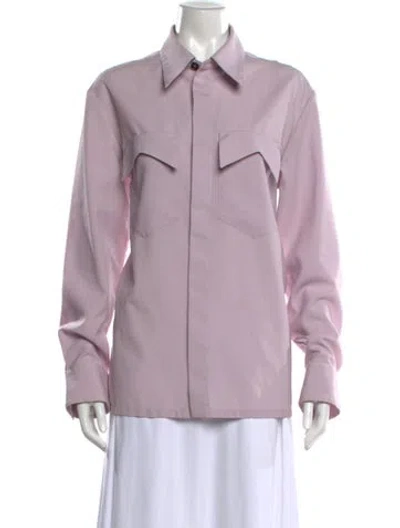 Pre-owned Jil Sander Wool Long Sleeve Button-up Top In Purple