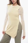 Jil Sander Wool Long Sweater With Asymmetric Hem In White