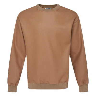 Jil Sander Wool Melton Long Sleeve Sweatshirt In Brown