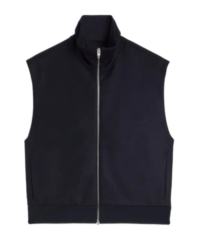 Jil Sander Regular-fit Wool Melton Padded Vest With Zip In Black