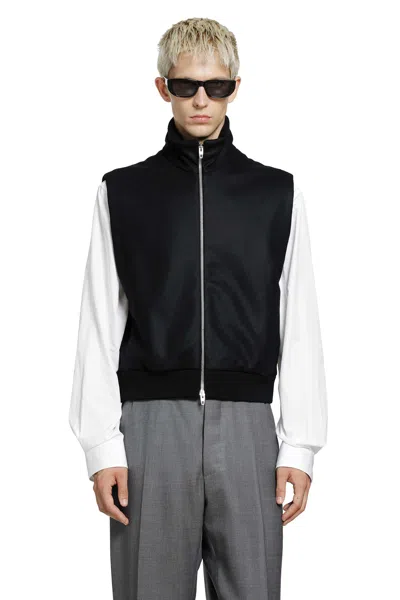 Jil Sander Wool Melton Padded Vest In Blue