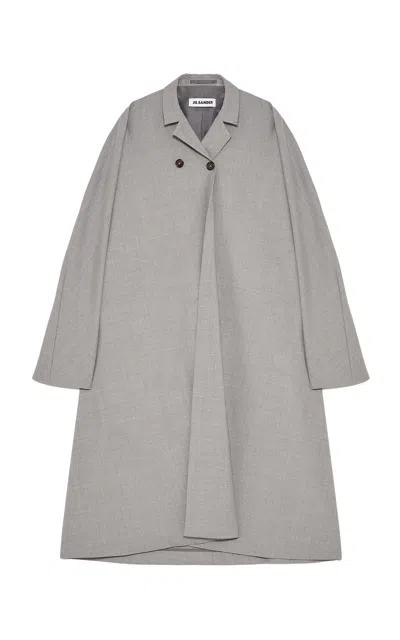 Jil Sander Wool Midi Coat In Gray