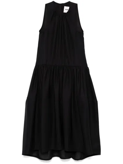 Jil Sander Wool Midi Dress In Black