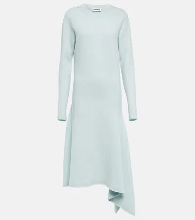 Jil Sander Wool Midi Dress In Light Pastel Blue