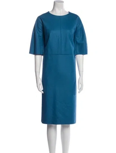 Pre-owned Jil Sander Wool Midi Length Dress In Blue