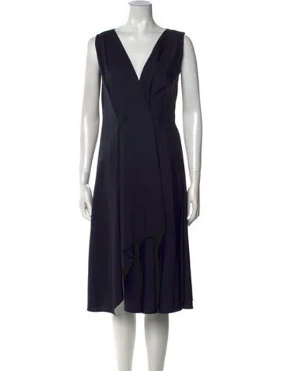 Pre-owned Jil Sander Wool Midi Length Dress In Blue