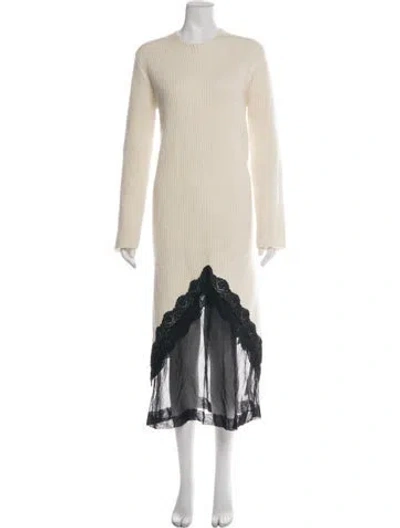 Pre-owned Jil Sander Wool Midi Length Dress In Neutrals