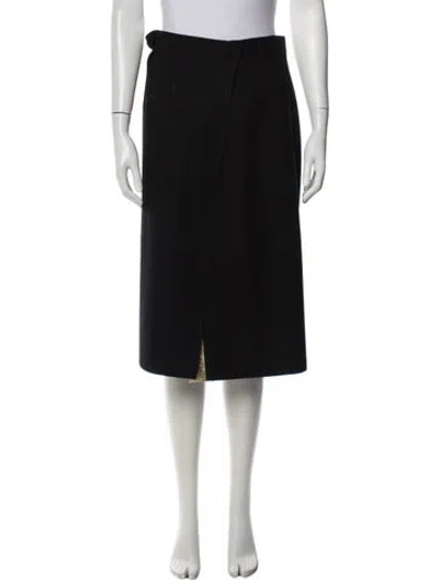 Pre-owned Jil Sander Wool Midi Length Skirt In Black