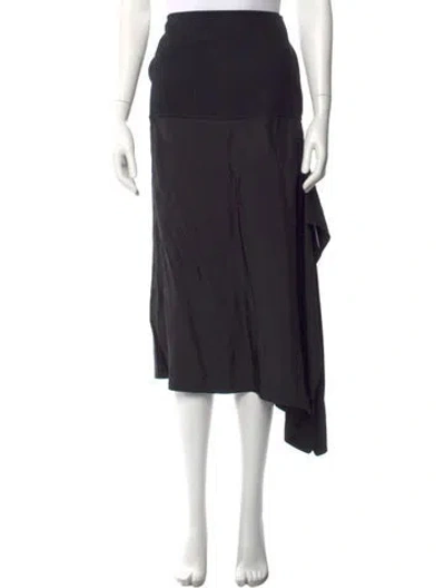 Pre-owned Jil Sander Wool Midi Length Skirt In Black