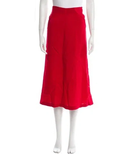 Pre-owned Jil Sander Wool Midi Length Skirt In Red