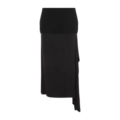 JIL SANDER WOOL MIDI SKIRT WITH HEM AND DRAPING