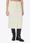 Jil Sander High Waisted Wool Skirt Featuring Slits In White