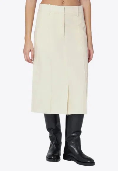 JIL SANDER WOOL MIDI SKIRT WITH SLITS