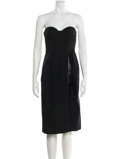 Pre-owned Jil Sander Wool Mini Dress In Black