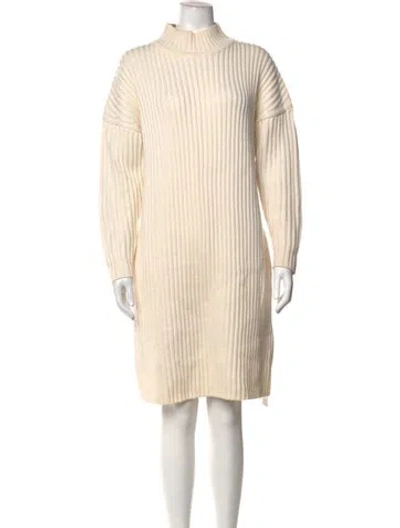 Pre-owned Jil Sander Wool Mini Dress In Neutrals